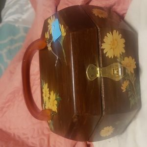 Wooden yellow flower purse